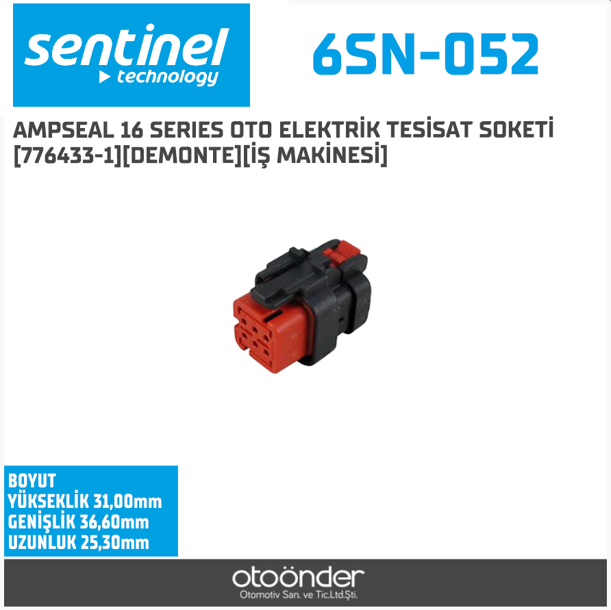 AMPSEAL 16 SERIES OTO ELEKTRİK TESİSAT SOKETİ [776433-1][İŞ MAKİNESİ]