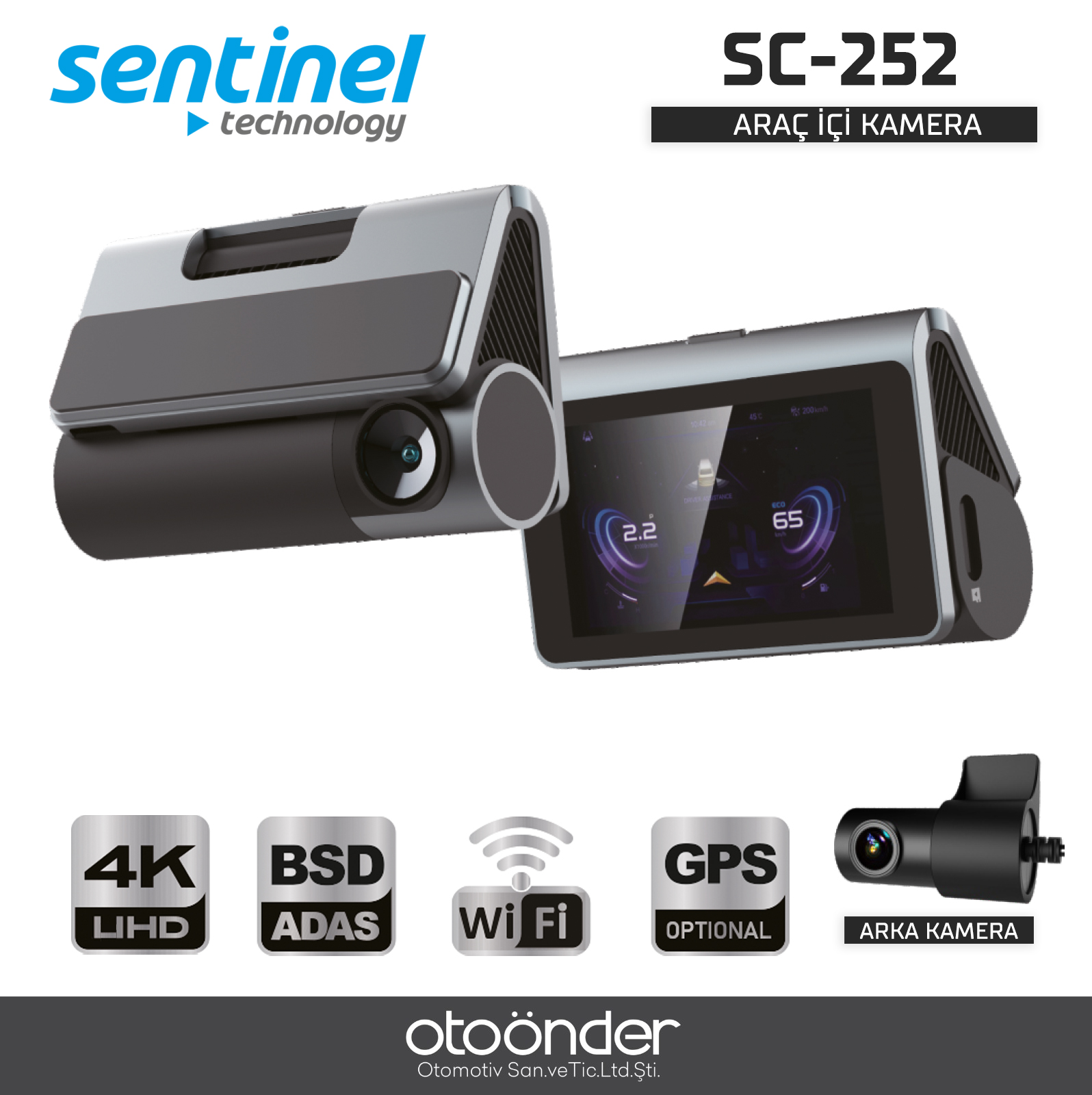 KAYIT CİHAZI 4K 3" DOKUNMATİK EKRAN 2 KAMERALI