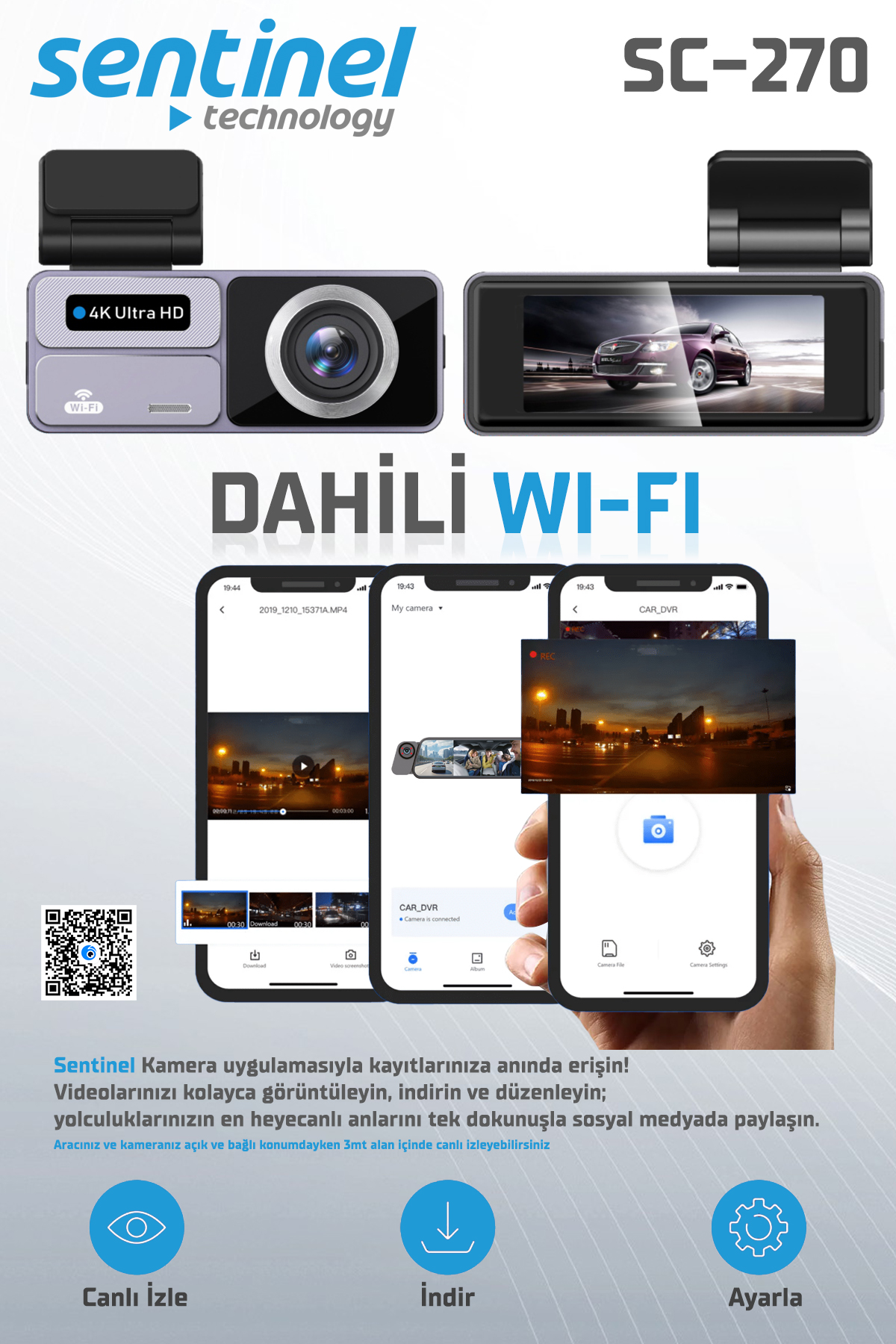 KAYIT CİHAZI 4K 3.2" DOKUNMATİK EKRAN 2 KAMERALI