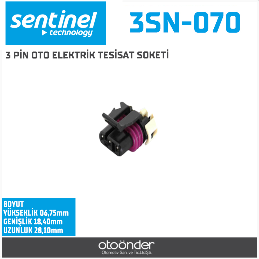 3 PİN OTO ELEKTRİK TESİSAT SOKETİ