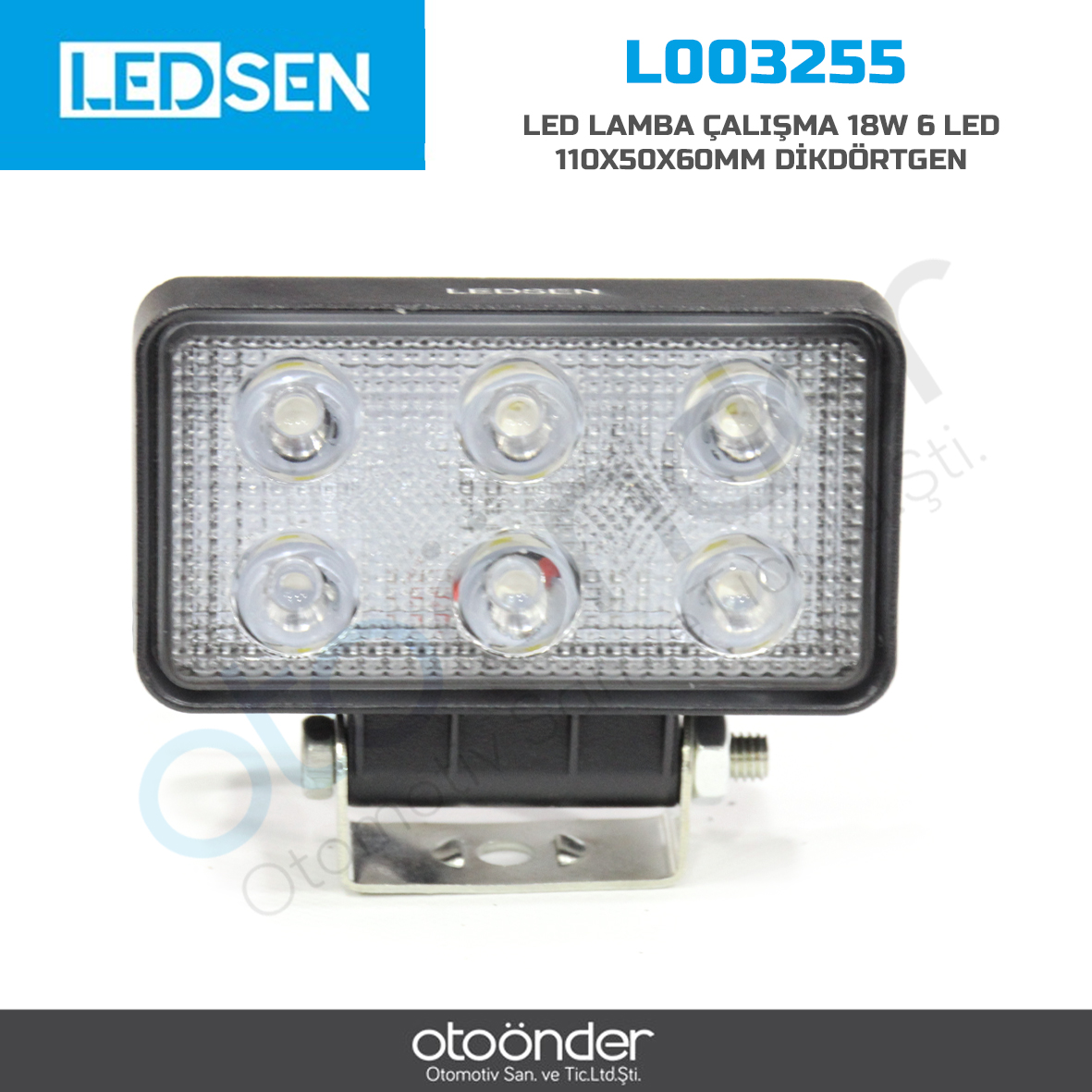 LED LAMBA ÇALIŞMA 18W 6 LED 110X50X60mm DİKDÖRTGEN