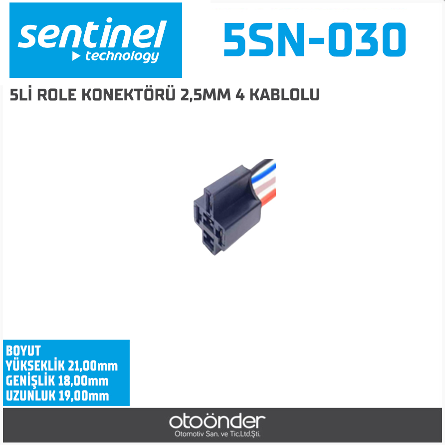 5Lİ ROLE KONEKTÖRÜ 2,5MM 4 KABLOLU