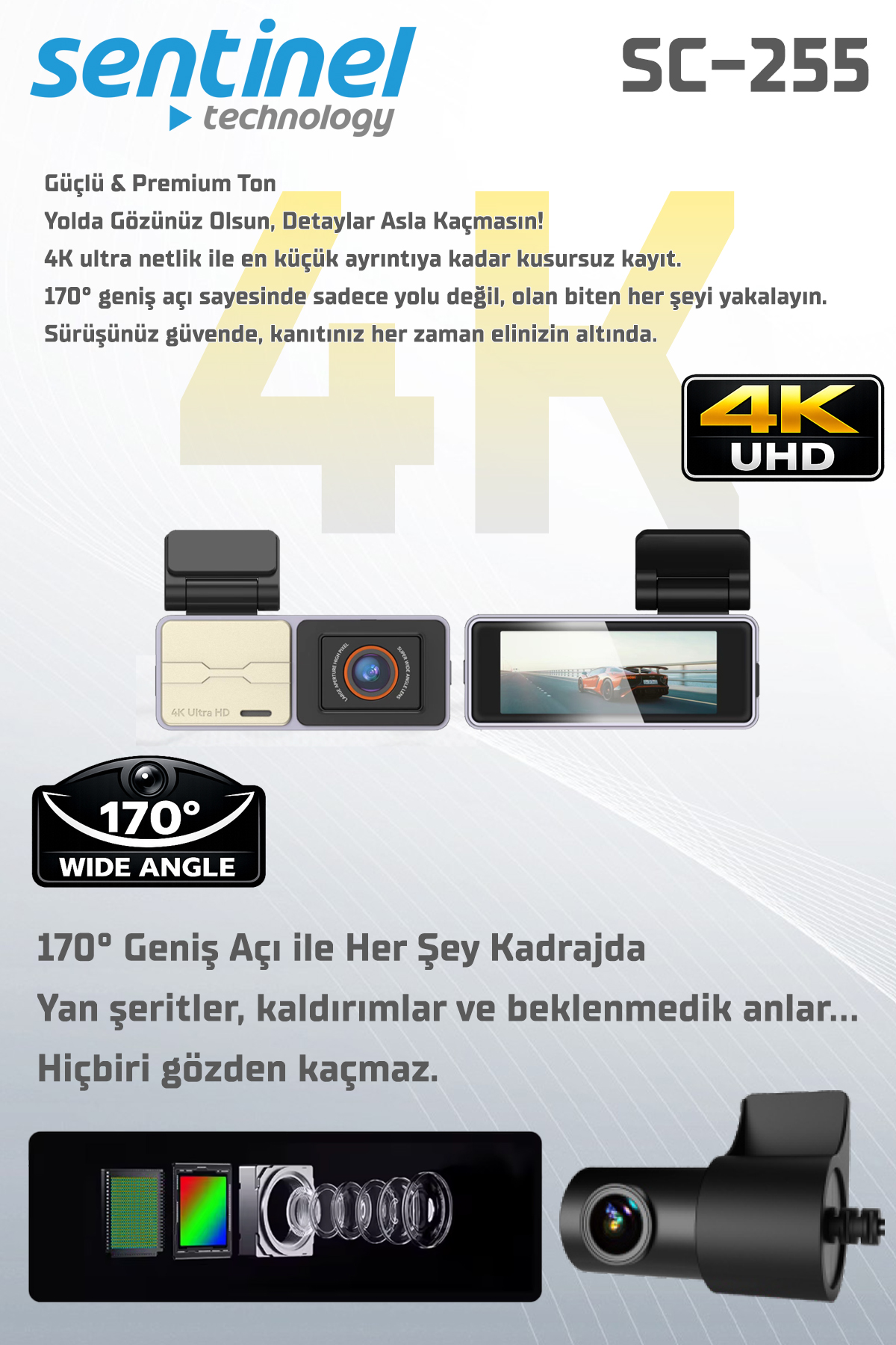 KAYIT CİHAZI 4K 3.2" DOKUNMATİK EKRAN 2 KAMERALI