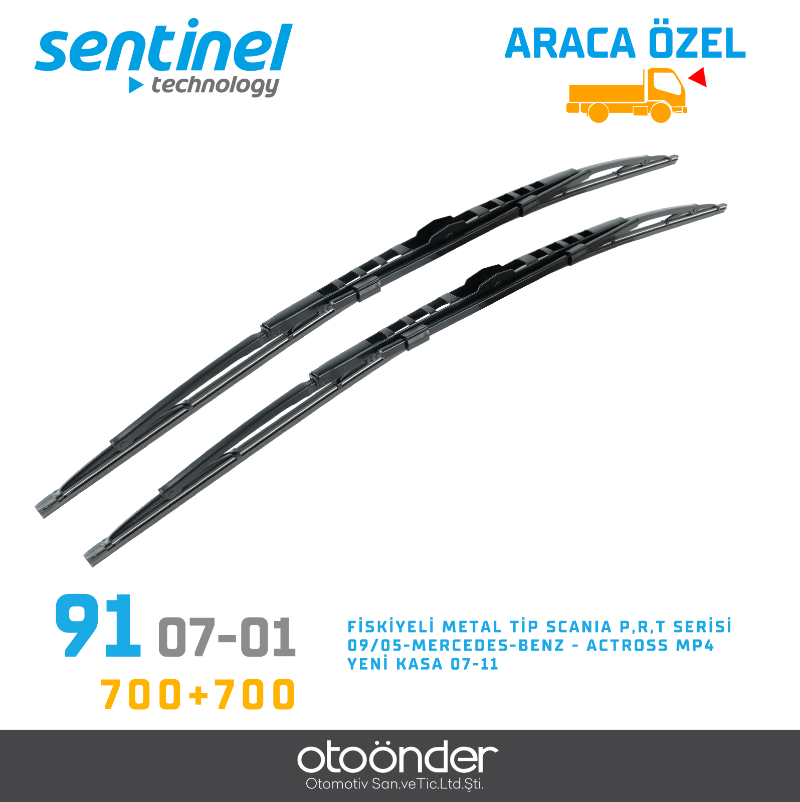 SİLECEK SÜPÜRGESİ SU FISKİYELİ SCANIA P,R,T SERİSİ. 09/05- MERCEDES-BENZ ACTROS MP4 (YENİ KASA) 07/11-  TAKIM 700mm+700mm