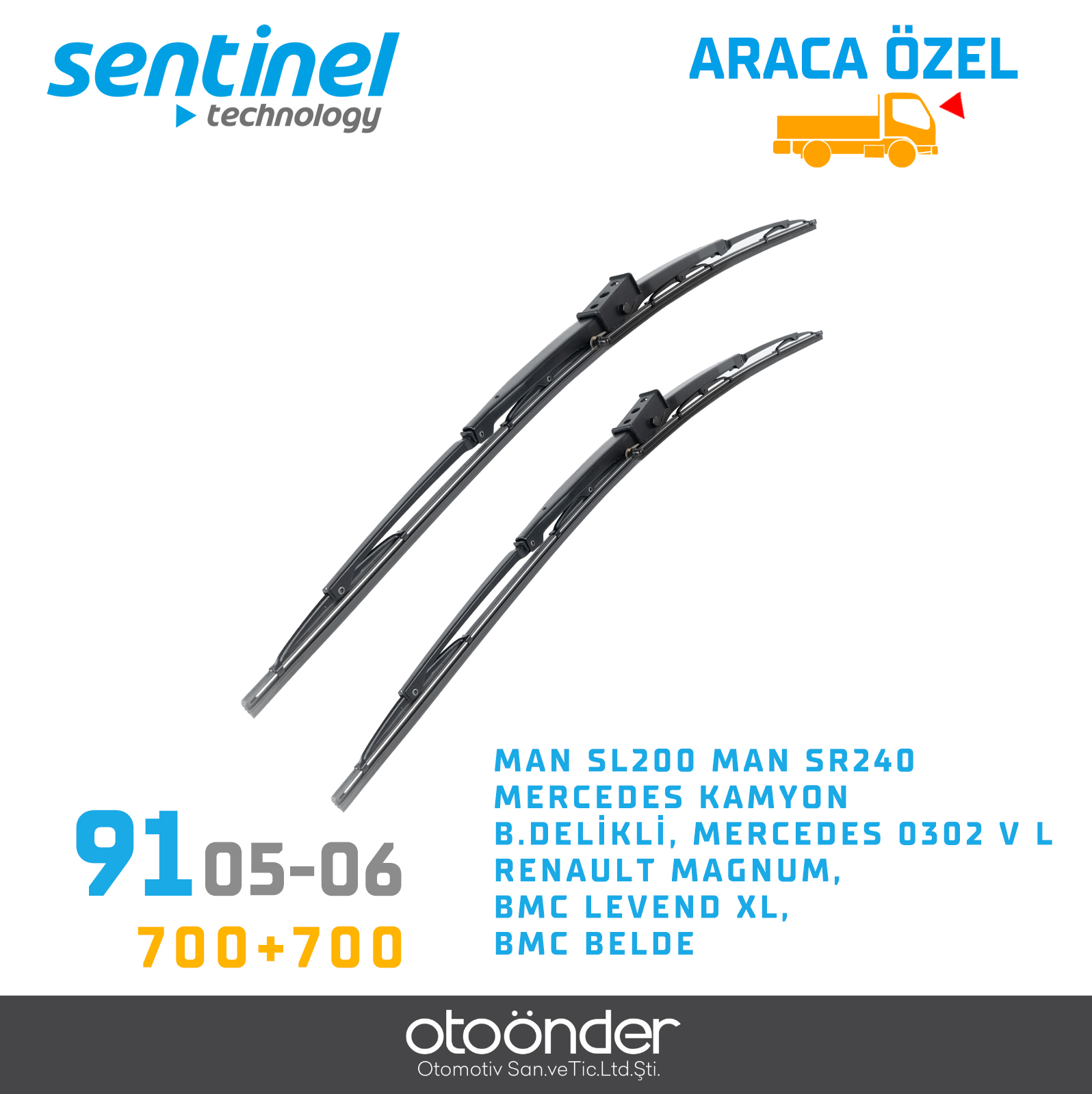 SİLECEK SÜPÜRGESİ MAN SL200, SR240, MERCEDES. KAMYON 0302 V L RENAULT MAGNUM, BMC LEVEND XL, BELDE 700mm+700mm