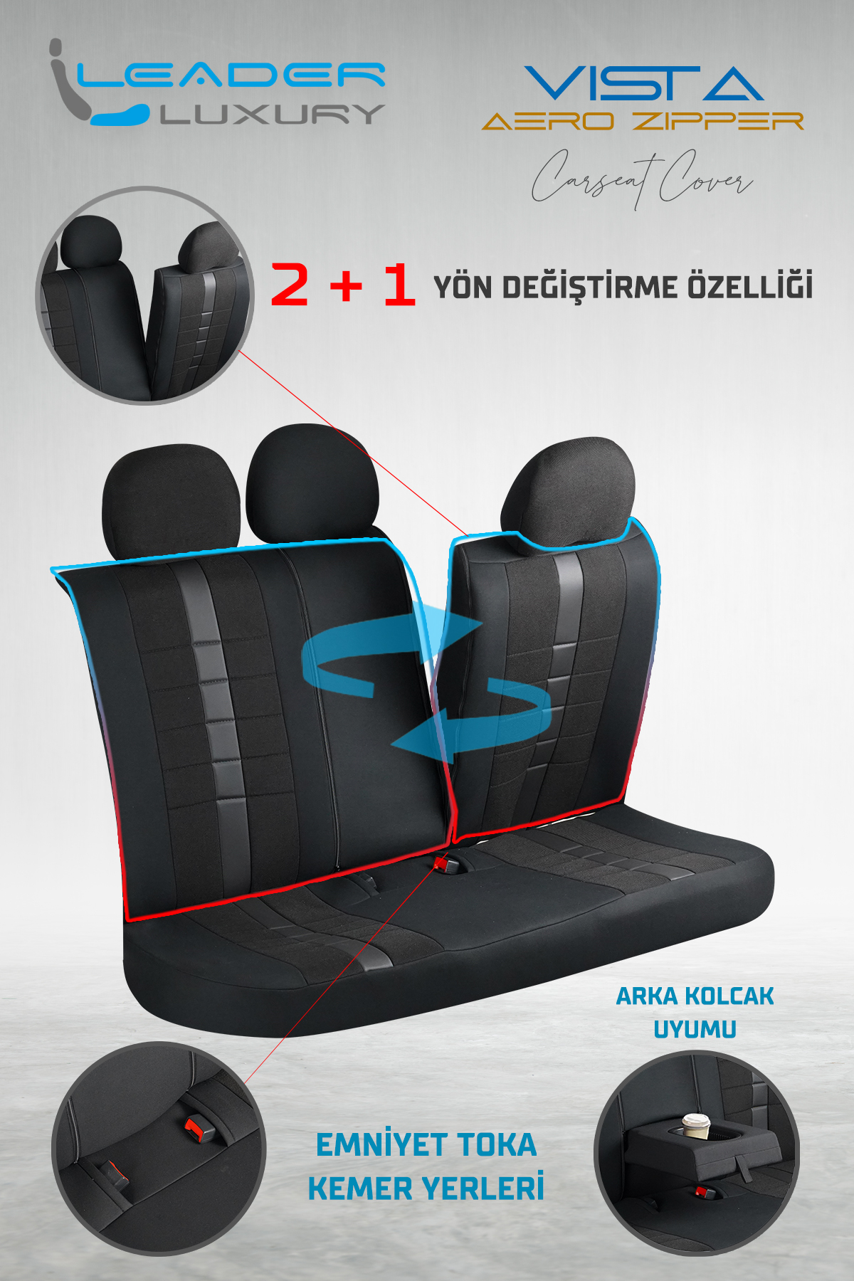 VİSTA OTO KILIFI STANDART DARK SİYAH. LEADER