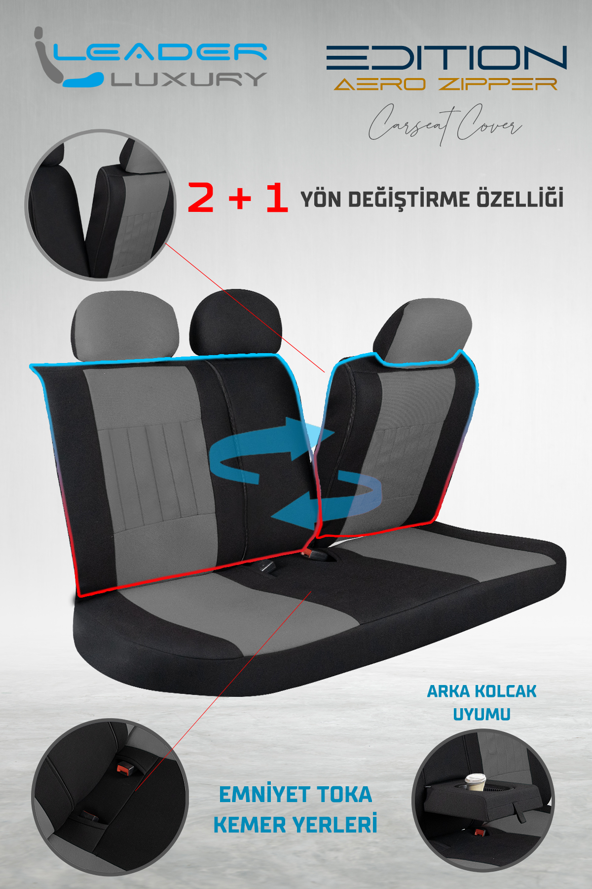 EDİTİON TAY TÜYÜ OTO KILIFI FERMUARLI. FÜME