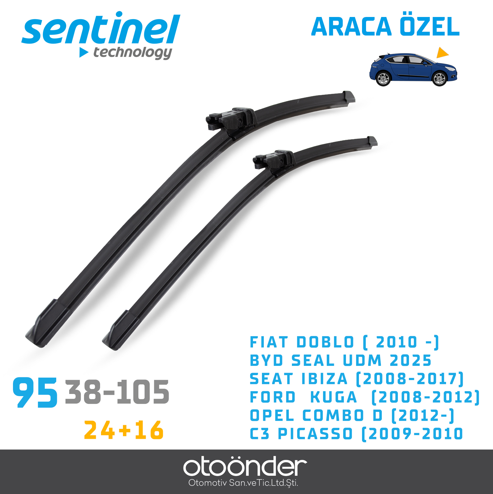 FIAT DOBLO (2010-), BYD SEAL UDM 2025 SEAT IBIZA. (2008-2017), FORD KUGA (2008-2012), OPEL COMBO D (2012-) C3 PICASSO (2009-2010)