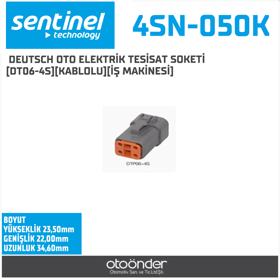 DEUTSCH OTO ELEKTRİK TESİSAT SOKETİ[DT06-4S][KABLOLU][İŞ MAKİNESİ]