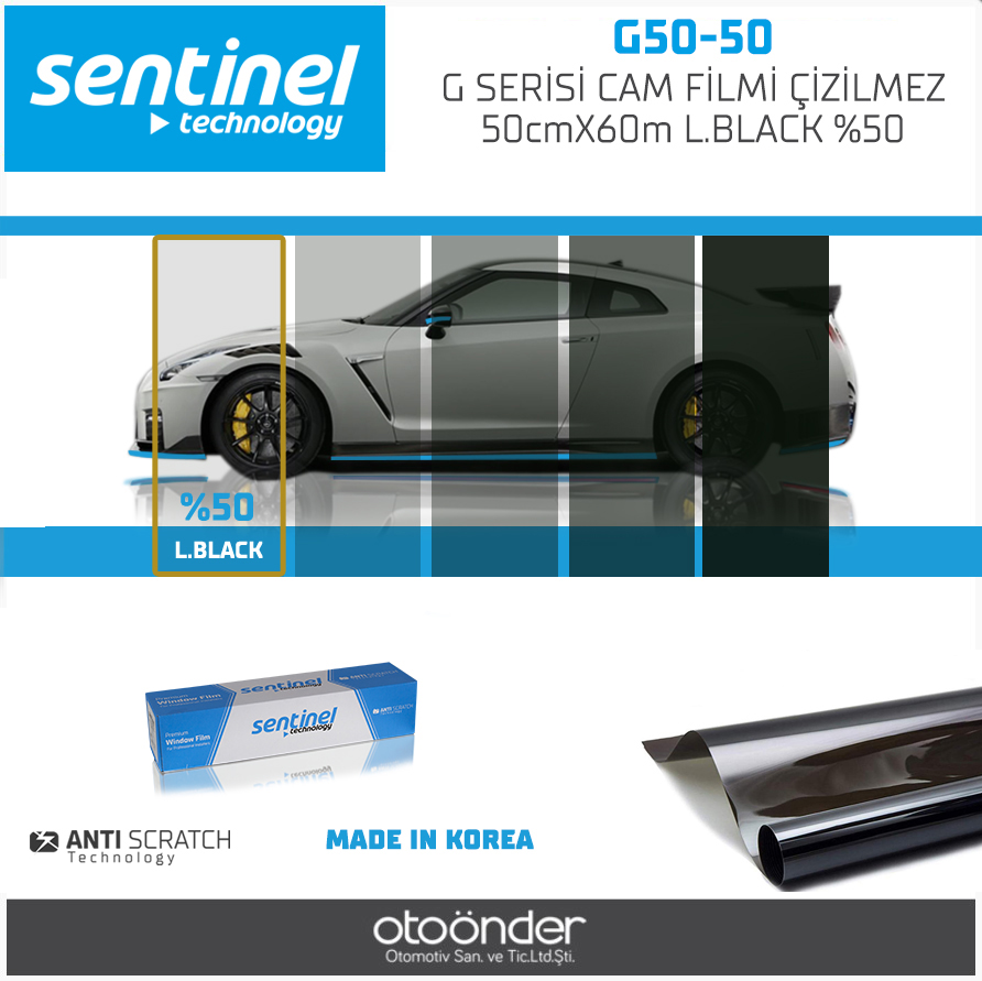 G SERİSİ CAM FİLMİ ÇİZİLMEZ 50cmX60m L.BLACK %50