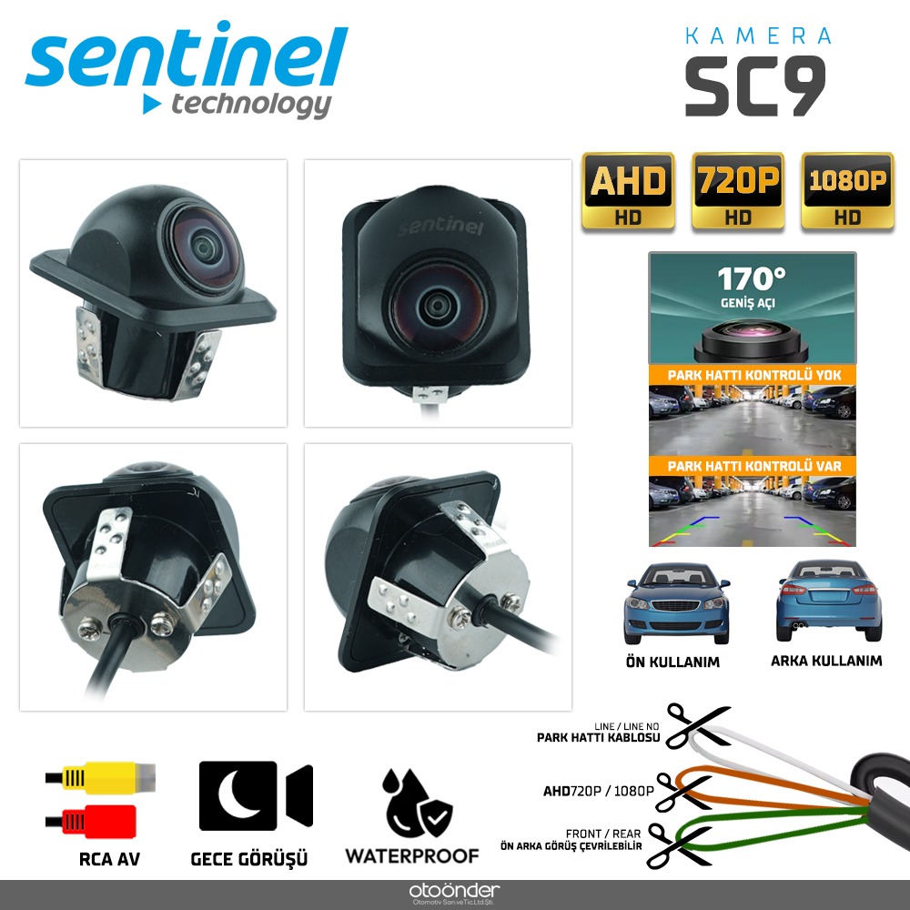 KAMERA GENİŞ AÇI AHD 720P VE 1080P  ÖN ARKA GÖRÜŞ. ÇEVRİLEBİLİR PARK HATTI KONTROLÜ