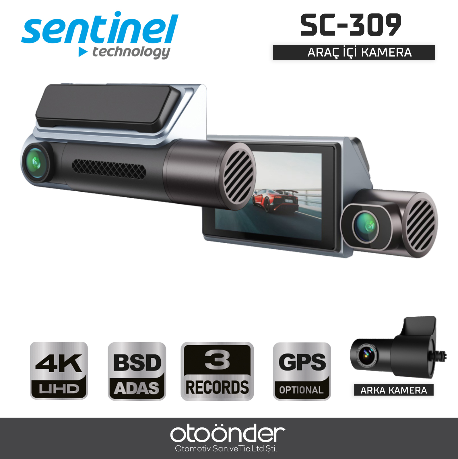 KAYIT CİHAZI 4K 3.2" DOKUNMATİK EKRAN 3 KAMERALI