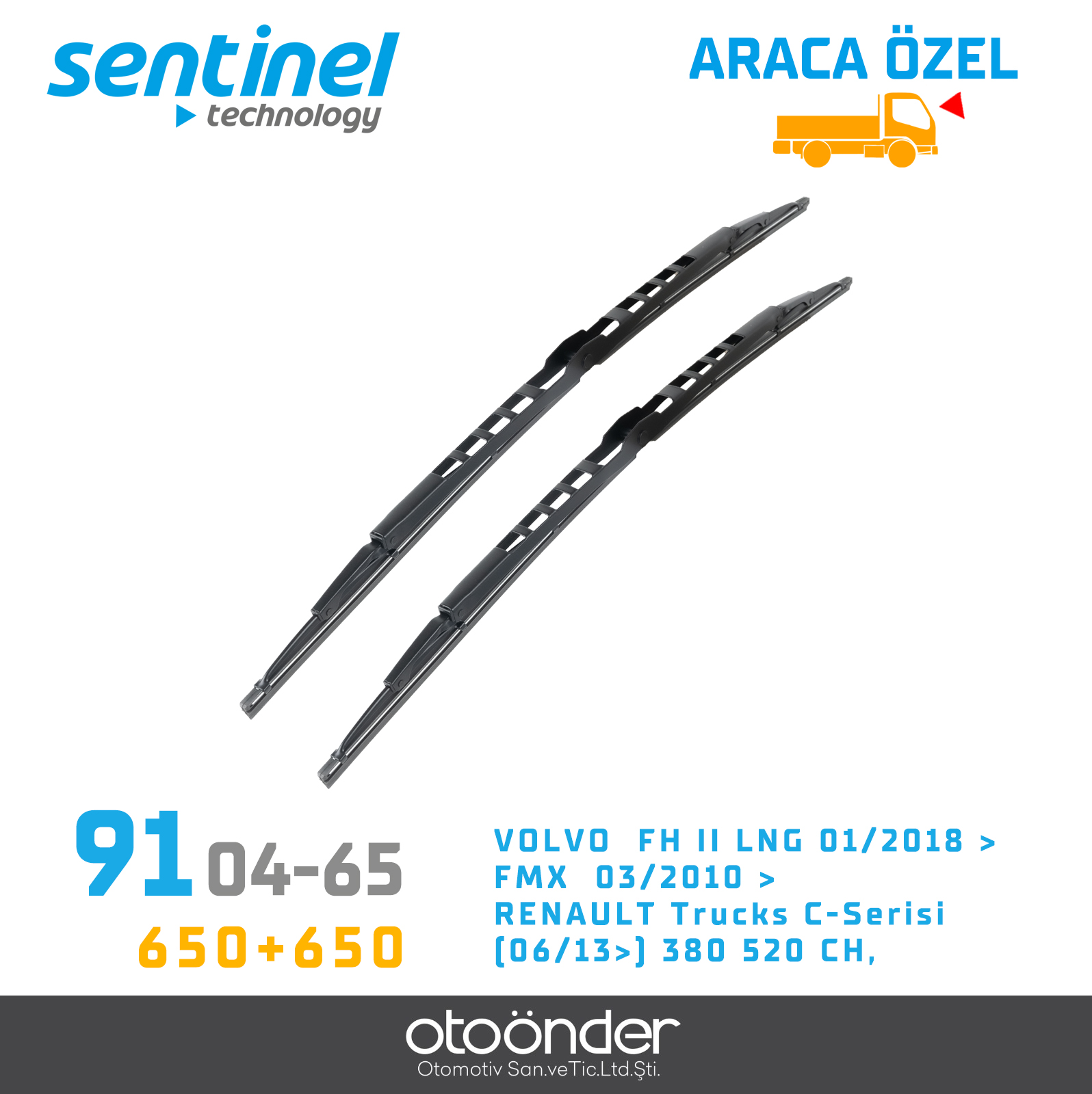 SİLECEK SÜPÜRGESİ VOLVO FH II 2018 > FMX 2010. RENAULT 380 520 CH, TAKIM 650mm+650mm