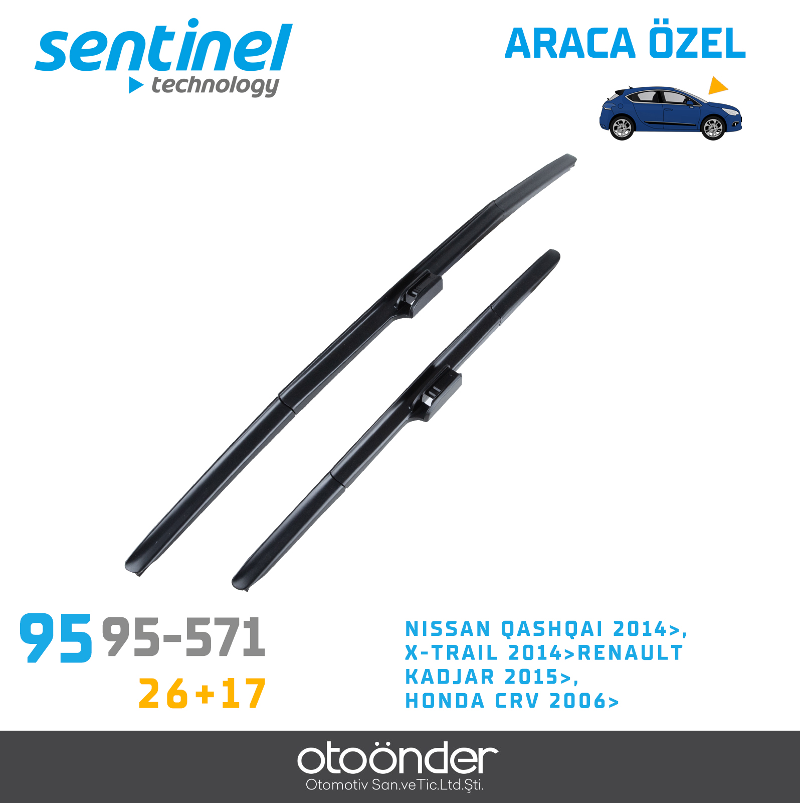 SÜPÜRGE TK ÖN NISSAN QASHQAI 2014>, X-TRAIL 2014>RENAULT KADJAR 2015>, HONDA CRV 2006>,, 26"+17"