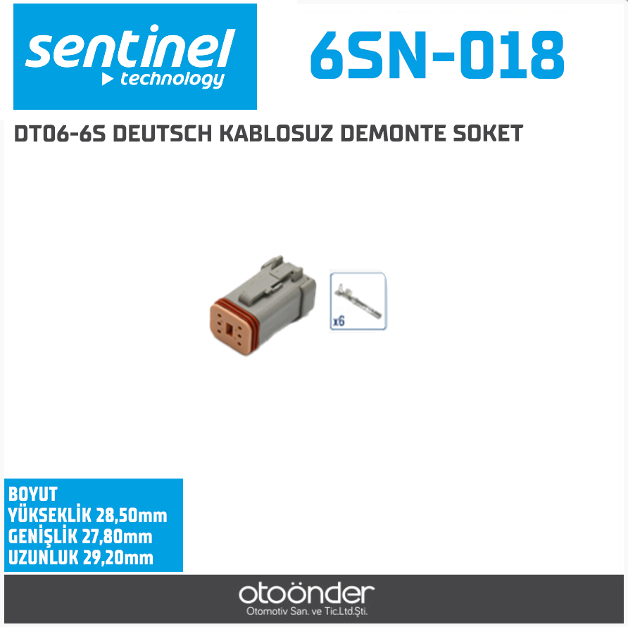 DEUTSCH OTO ELEKTRİK TESİSAT SOKETİ[DT06-6S][DEMONTE][İŞ MAKİNESİ]