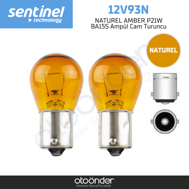 NATUREL AMBER P21W BA15S Ampül Cam Turuncu